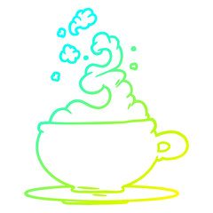 cold gradient line drawing hot cup of tea cartoon