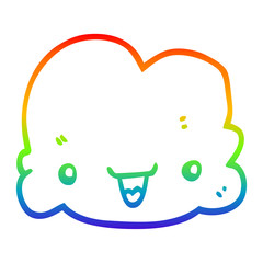 rainbow gradient line drawing cartoon tiny happy cloud