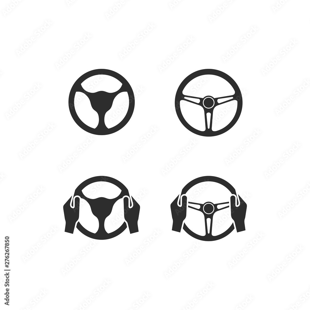 Poster car steering wheel icon set symbol template black color editable. simple logo vector illustration fo
