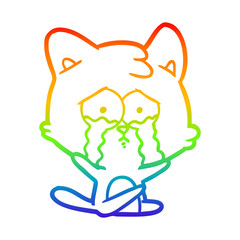 rainbow gradient line drawing cartoon cat