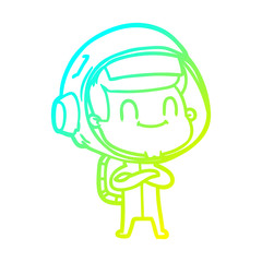 cold gradient line drawing happy cartoon astronaut
