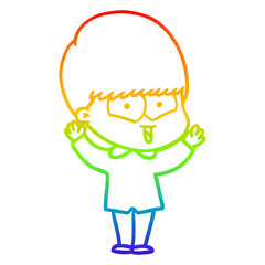 rainbow gradient line drawing cartoon happy boy