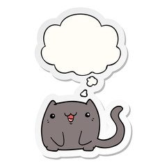 cartoon cat and thought bubble as a printed sticker