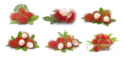 Rambutan. Set of Rambutan isolated on white background collection.