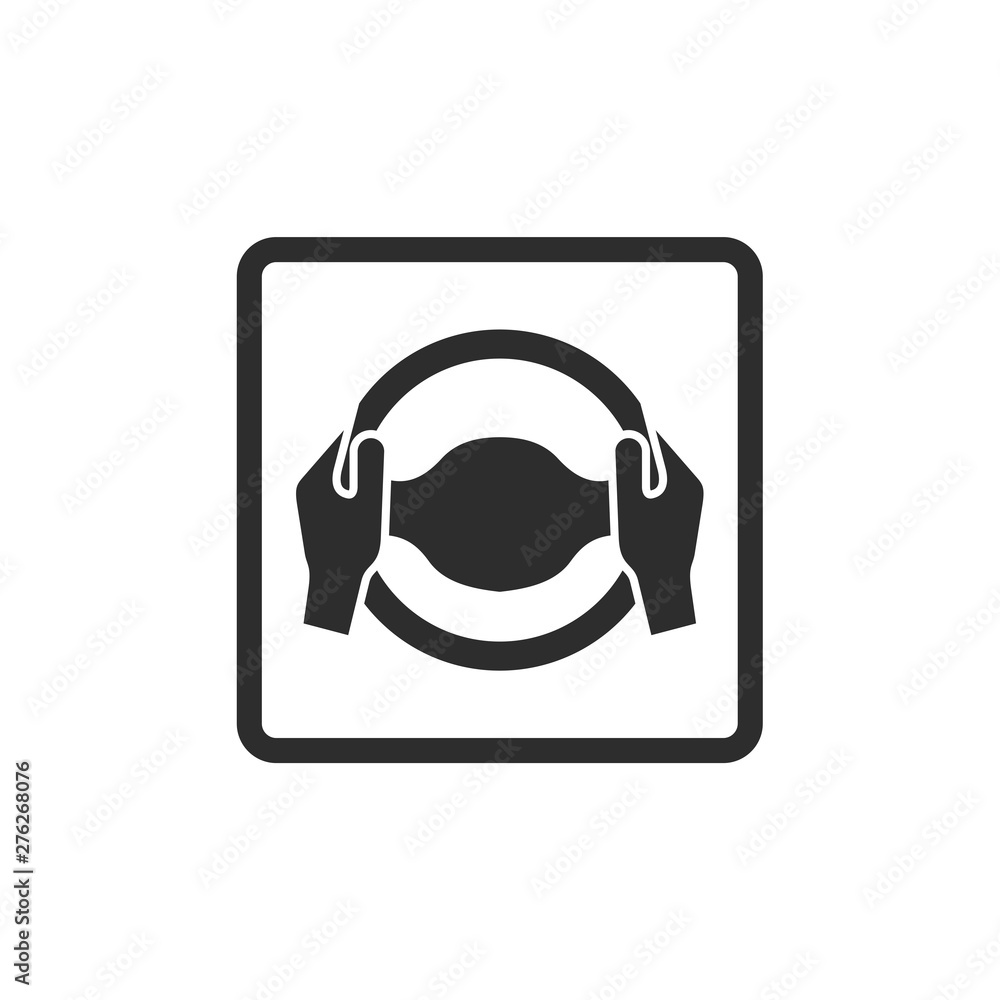 Poster Car steering wheel and driver's hands icon symbol template black color editable. simple logo vector illustration for graphic and web design.