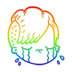 rainbow gradient line drawing cartoon female face