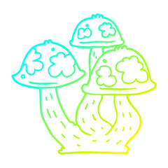 cold gradient line drawing cartoon mushrooms