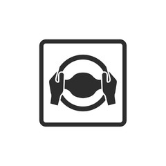Car steering wheel and driver's hands icon symbol template black color editable. simple logo vector illustration for graphic and web design.