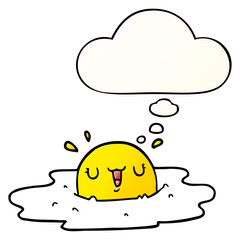 cartoon fried egg and thought bubble in smooth gradient style