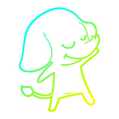 cold gradient line drawing cartoon smiling elephant