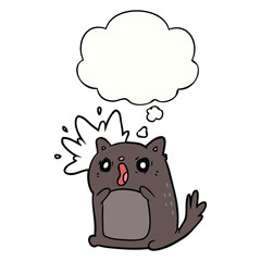 cartoon shocked cat and thought bubble