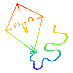 rainbow gradient line drawing cartoon kite