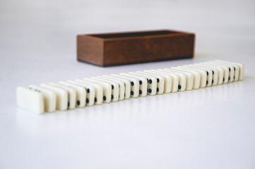 Domino on white background with box