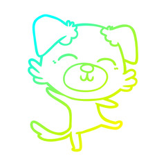 Obraz premium cold gradient line drawing cartoon dog doing a happy dance