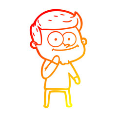 warm gradient line drawing cartoon happy man