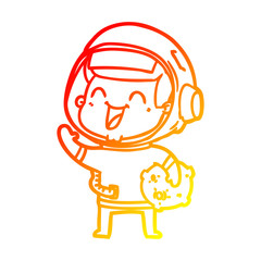 warm gradient line drawing happy cartoon astronaut