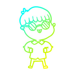 cold gradient line drawing cartoon boy wearing spectacles