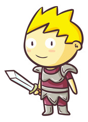 Cute and funny bravery vintage knight with yellow hair