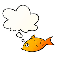cartoon fish and thought bubble in smooth gradient style