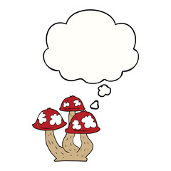 cartoon mushrooms and thought bubble