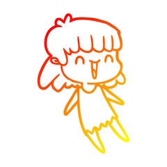 warm gradient line drawing cartoon woman