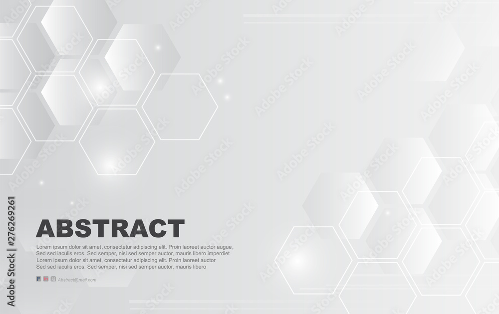 Wall mural abstract white background of digital surface hexagon,honeycomb modern pattern concept, creative ligh