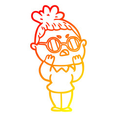 warm gradient line drawing cartoon annoyed woman