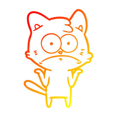 warm gradient line drawing cartoon nervous cat