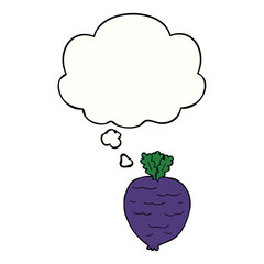 cartoon root vegetable and thought bubble