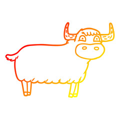 warm gradient line drawing cartoon highland cow
