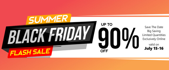 summer balck friday flash sale modern fluid semi flat style standard web banner design illustration