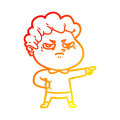 warm gradient line drawing cartoon angry man