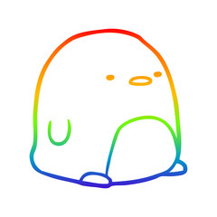 rainbow gradient line drawing cute penguin