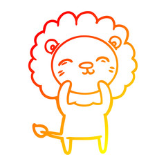 warm gradient line drawing cartoon lion