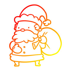 warm gradient line drawing santa claus