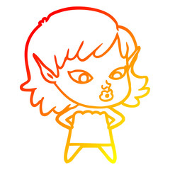 warm gradient line drawing pretty cartoon elf girl