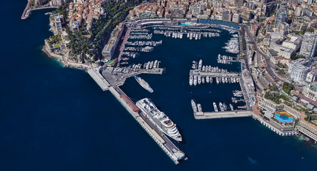 The most expensive city of Monaco Monte Carlo at noon from a height of 3 d