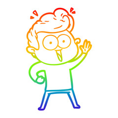 rainbow gradient line drawing cartoon staring man