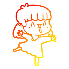 warm gradient line drawing cartoon woman