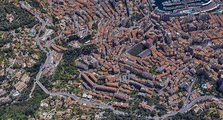 The most expensive city of Monaco Monte Carlo at noon from a height of 3 d