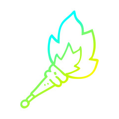 cold gradient line drawing cartoon flaming torch