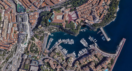 The most expensive city of Monaco Monte Carlo at noon from a height of 3 d
