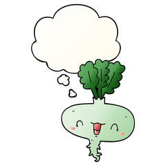 cartoon turnip and thought bubble in smooth gradient style