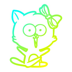 cold gradient line drawing cartoon cat