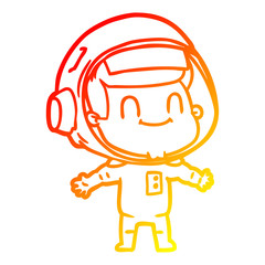 warm gradient line drawing happy cartoon astronaut man