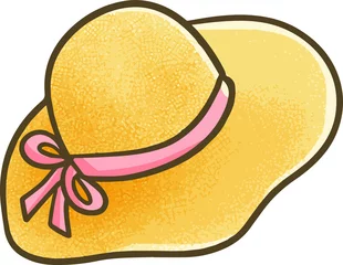 Deurstickers Funny and cute woman's hat with pink ribbon © ogieurvil