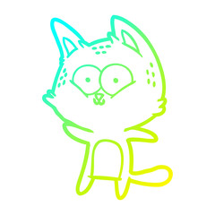 cold gradient line drawing cartoon cat