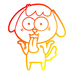 Fototapeta premium warm gradient line drawing cute cartoon dog