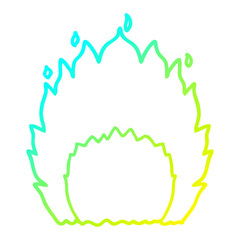 cold gradient line drawing cartoon fire