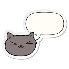 happy cartoon cat and speech bubble sticker